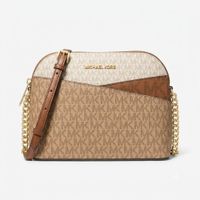 Cartera bandolera de mujer Michael kors elegante y duradera beige marron monogram