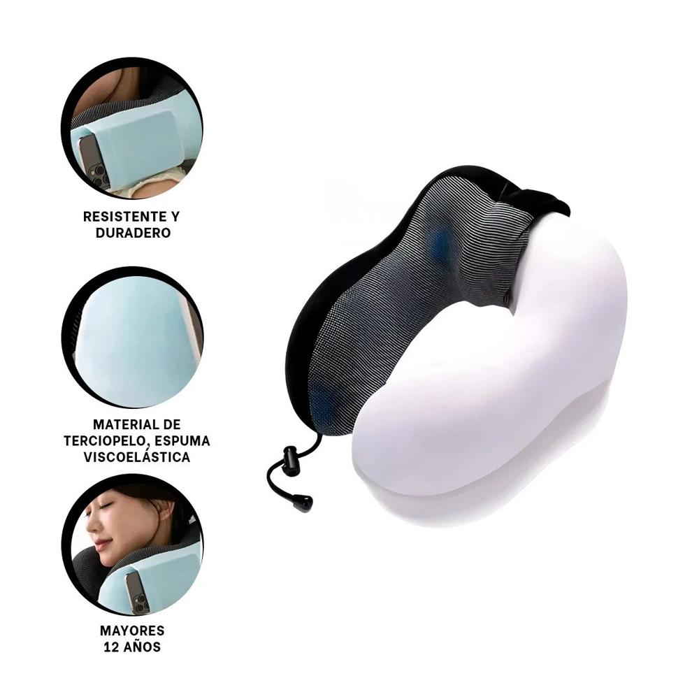Cojin de Cuello Practico para Avion o Bus Celeste Claro Y Ligas Regalo
