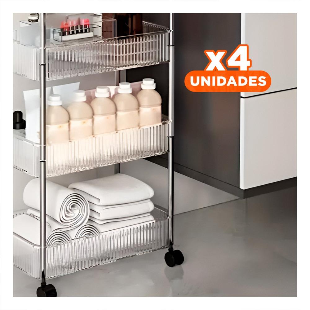 Pack4 Portaobjetos Versatil de Acrilico 4 Niveles con Asas Transparente Y Papel Regalo