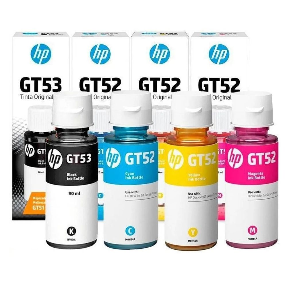 Pack de Tinta HP GT53 Negro GT52 Cian, Magenta, Amarillo