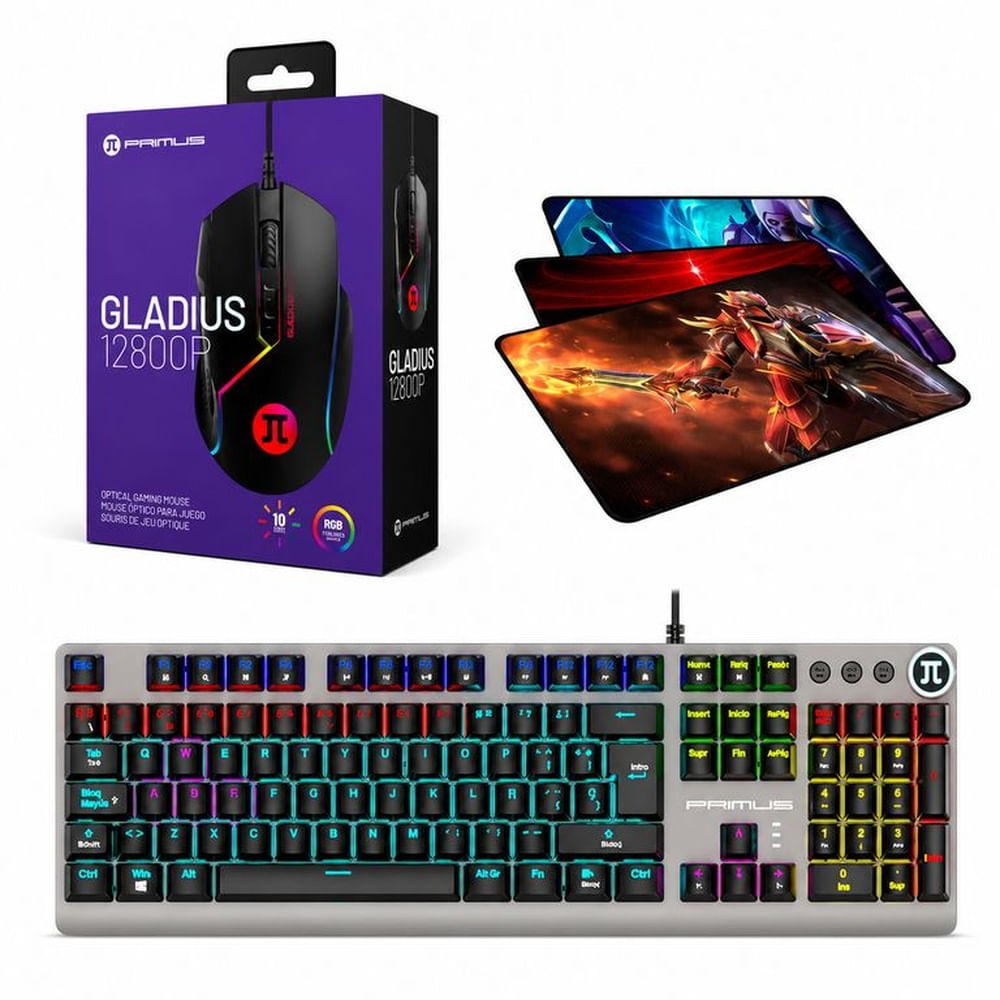 Kit Gamer Primus Gaming Teclado Mecánico Ballista91T Y Mouse Gladius 12800 Y Pad Mouse