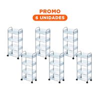 Pack6 Portaobjetos Compacto de Acrilico 4 Niveles con Asas Transparente para Oficina