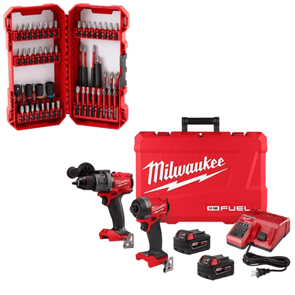 Milwaukee M18 FUEL Taladro Percutor - Atornillador de Impacto 3697-259 y Set de 54 Piezas 48-32-4010