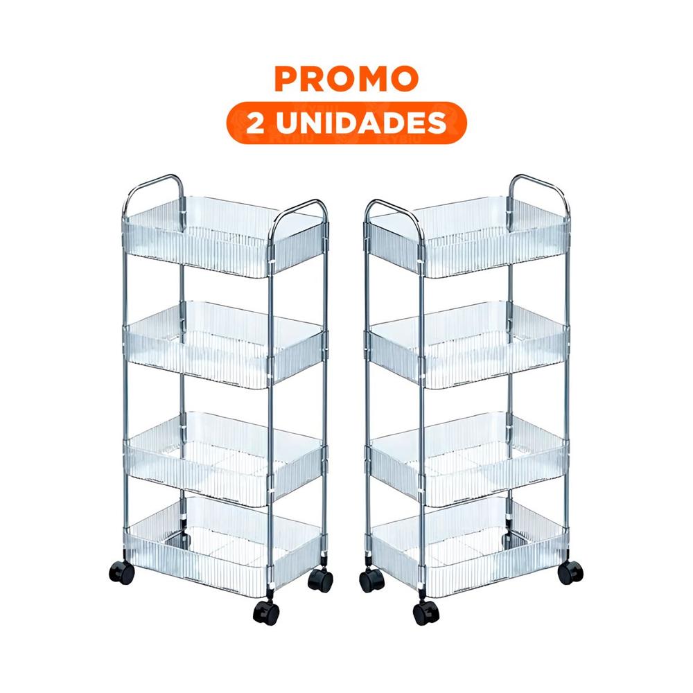 Pack2 Organizador Compacto de Acrilico 4 Niveles con Asas Transparente para Oficina