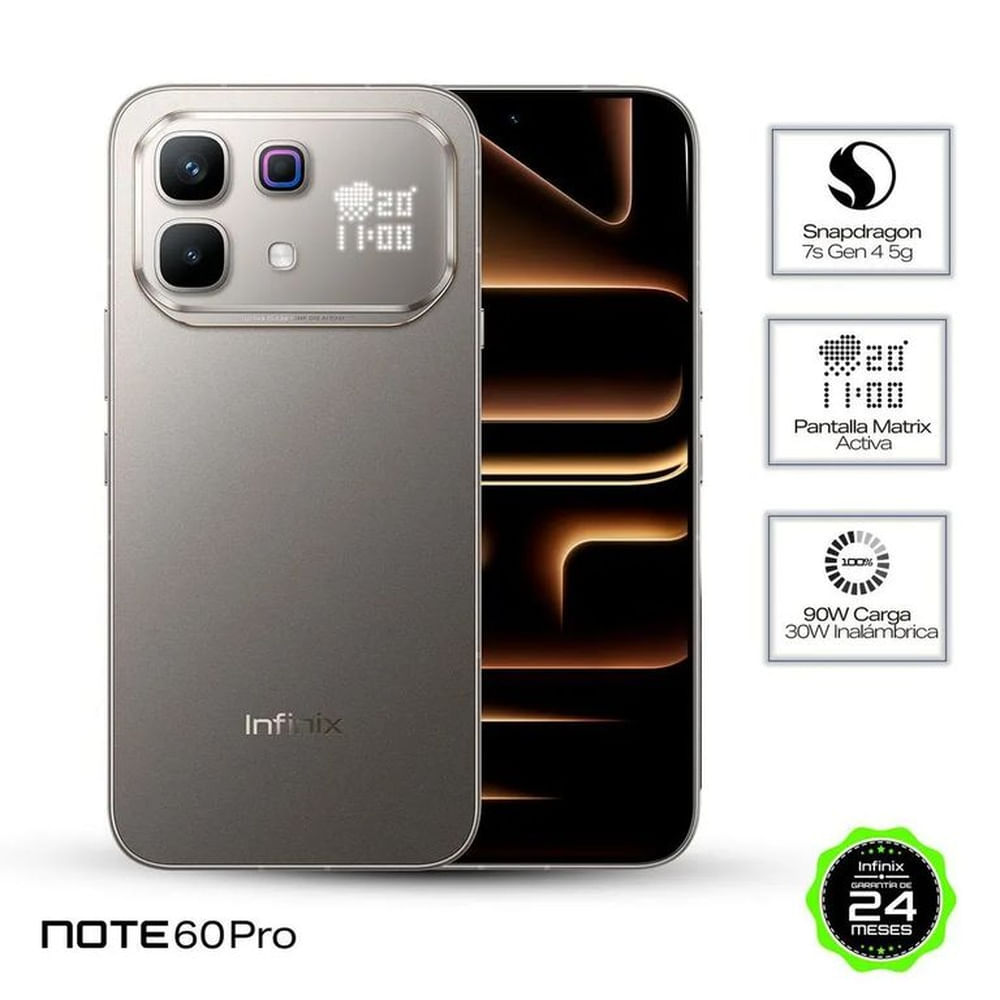 Infinix Note 60 Pro 5G, 8Gb de Ram - 256Gb, Color Titanium Plateado