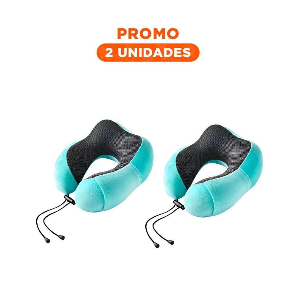 Pack2 Apoyo de Cuello de Terciopelo para Descanso Celeste Claro