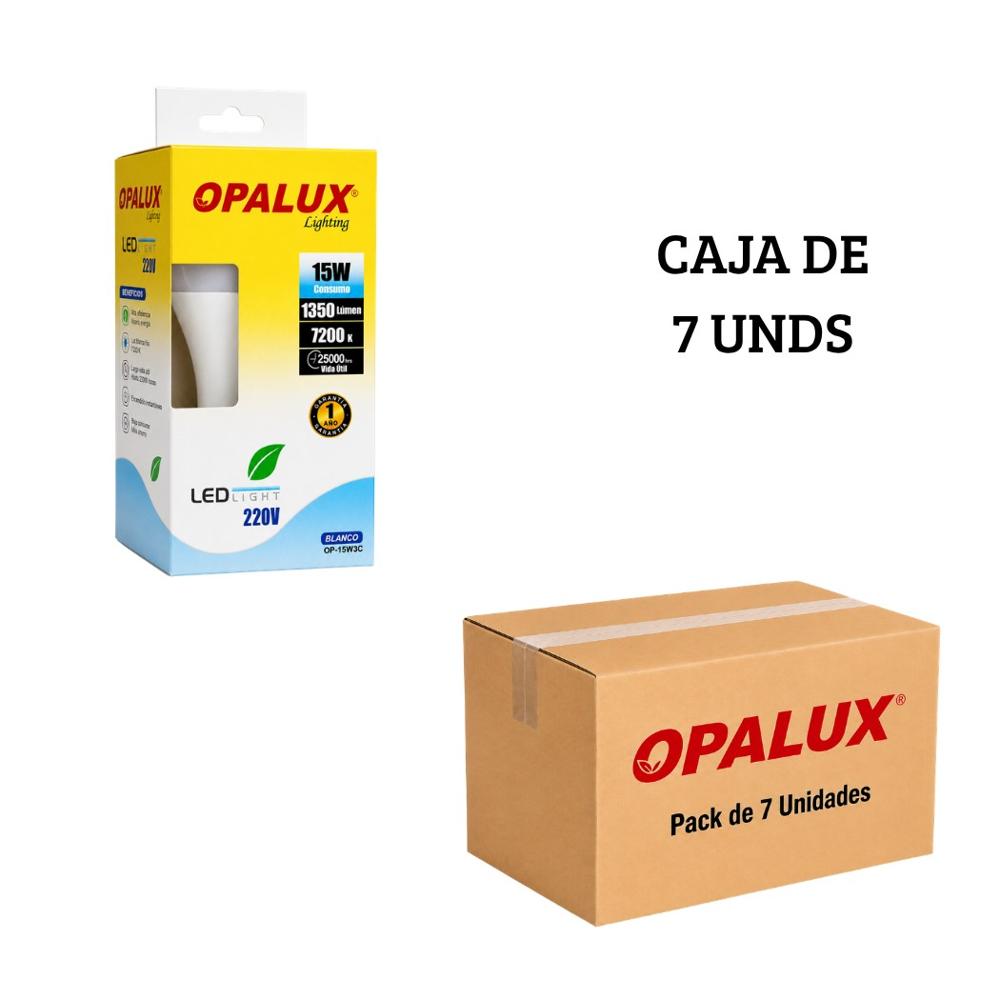 Foco Bombillo LED Opalux 15W Luz Blanca E27 - Pack de 7 unds