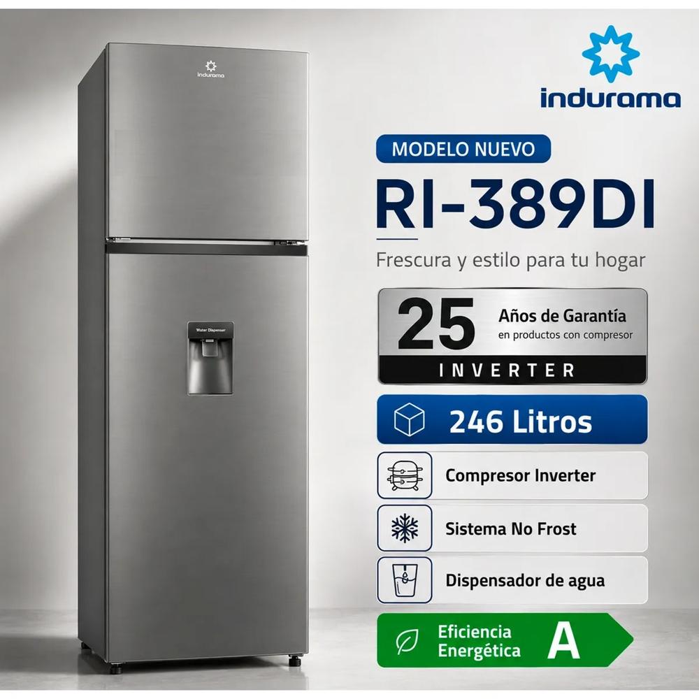Refrigeradora Indurama 246 Litros con dispensador RI-389DI