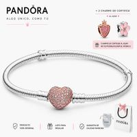 pulsera Pandora corazon rosa talla 17 importado