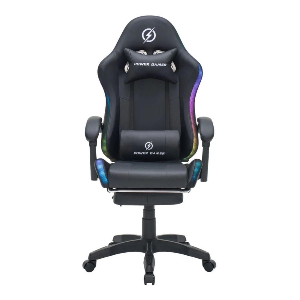 Silla Gamer Power RGB con Masajeador y Reposapiés Negro