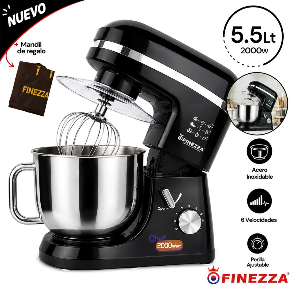 Batidora Eléctrica Orbital Finezza 2000W 5.5L FZ-6818B Negro