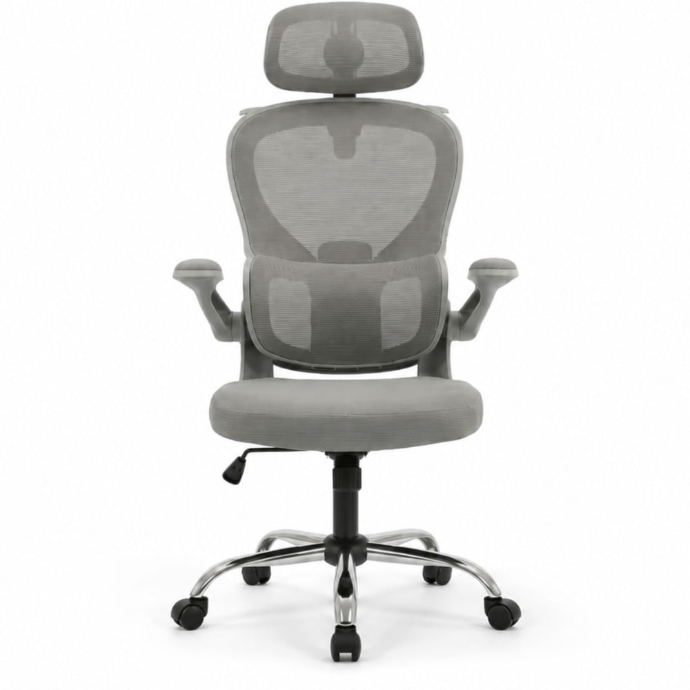 Silla Ergonomica Haven D1 Soporte Lumbar Ajustable Base de Acero Gris
