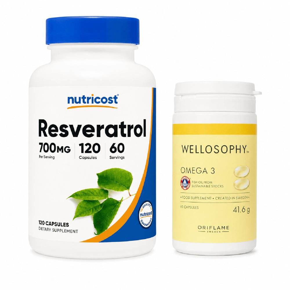 Pack Resveratrol 700 mg y Omega 3 Wellosophy 60 Cápsulas