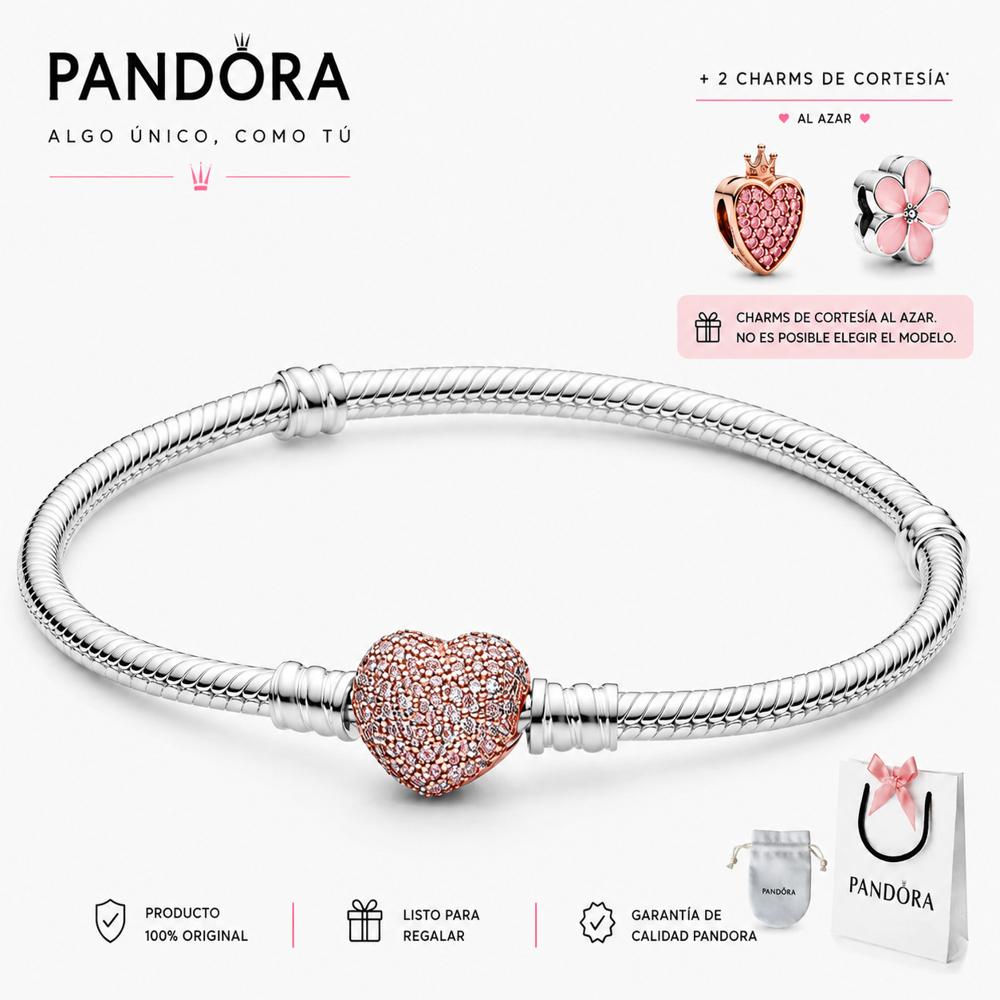 pulsera Pandora corazon rosa talla 19