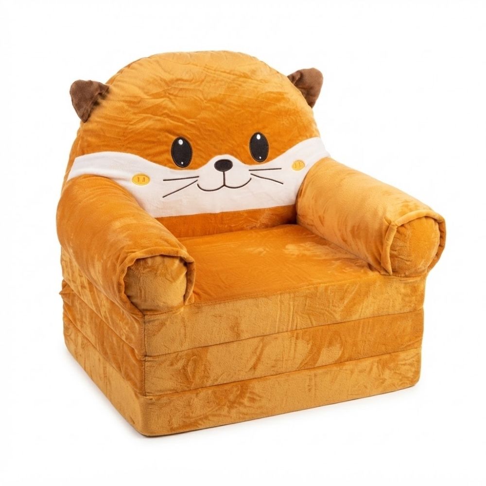 Mini Sofá Cama para Bebé y Niños de Peluche de Zorrito de Color Cobrizo
