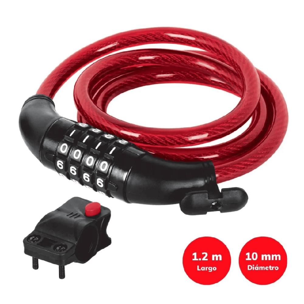 CANDADO CABLE DE SEGURIDAD PARA SCOOTER BICICLETA - CLAVE NUMÉRICA