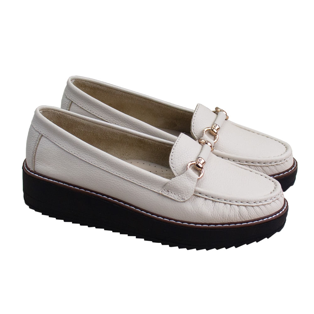 Mocasin Plataforma Mujer Corelli Daniela Cuero Vainilla Talla 38