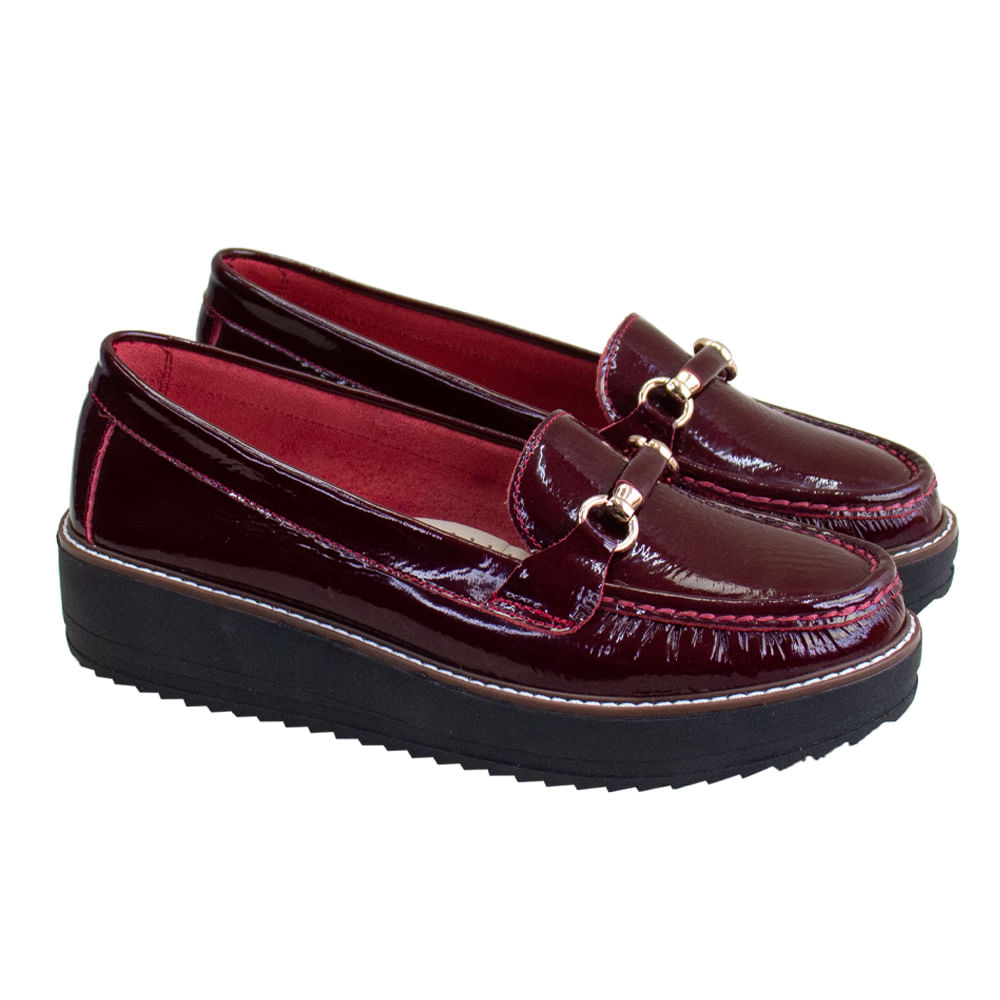 Mocasin Plataforma Mujer Corelli Daniela Charol Vino Talla 36
