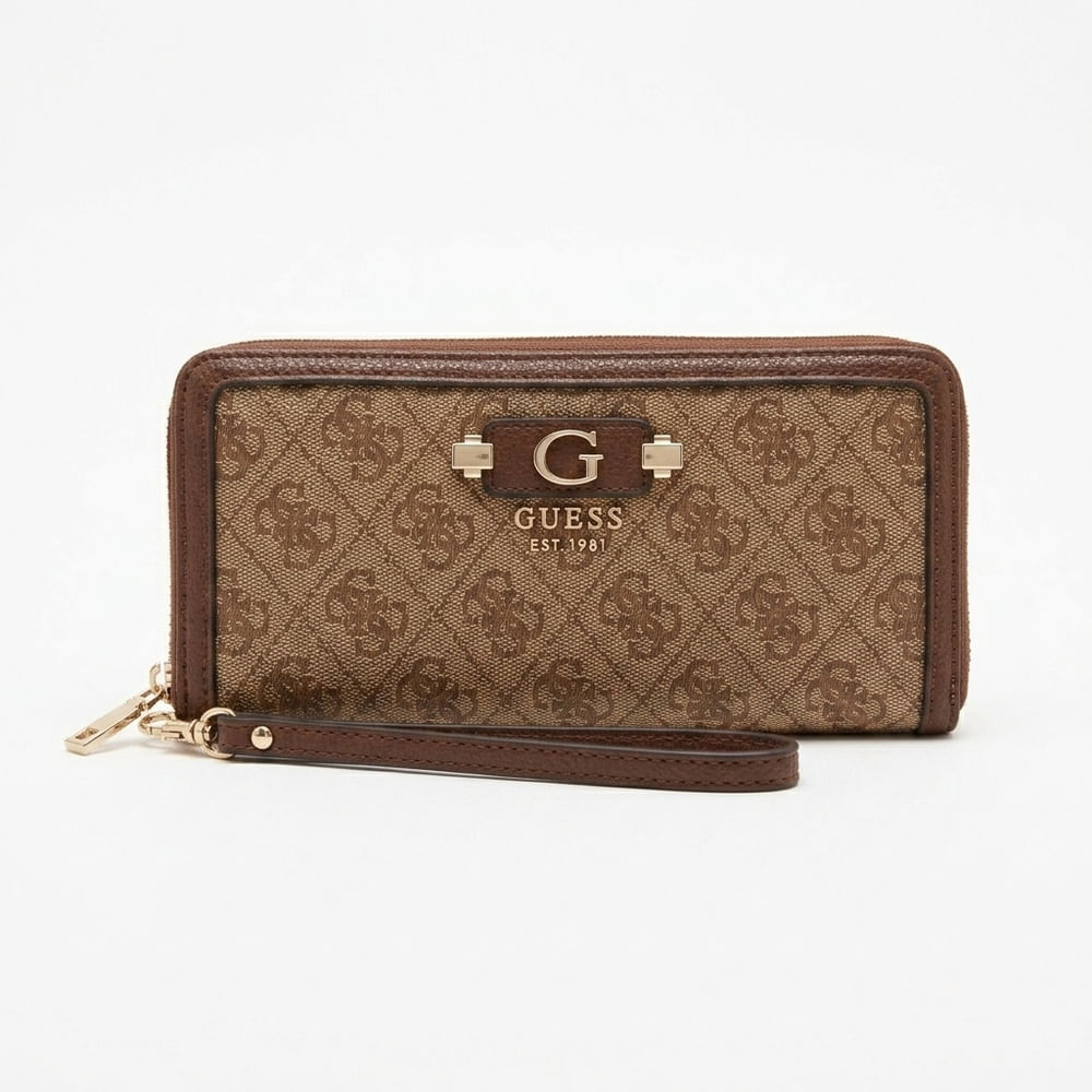 Billetera de mujer Guess elegante y duradera monogram marron