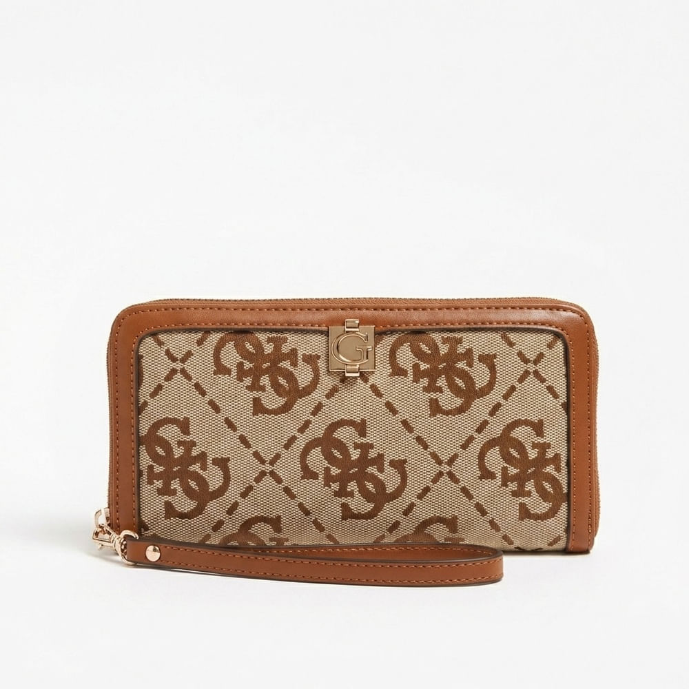 Billetera de mujer Guess elegante y duradera monogram camel
