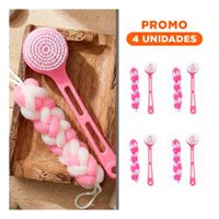 Pack4 Conjunto de Higiene Personal para Ducha con Esponja y Cepillo en Rosado YRegalo Sticker