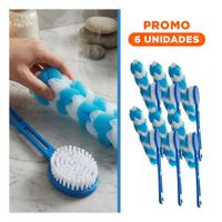 Pack6 Conjunto Domestico de Ducha con Esponja y Cepillo en Color Celeste