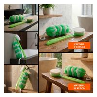 Kit de Ducha con Esponja y Cepillo en Color Verde para Limpieza Corporal Diaria