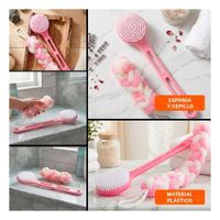 Kit de Ducha con Esponja y Cepillo en Color Rosado para Limpieza Corporal Diaria