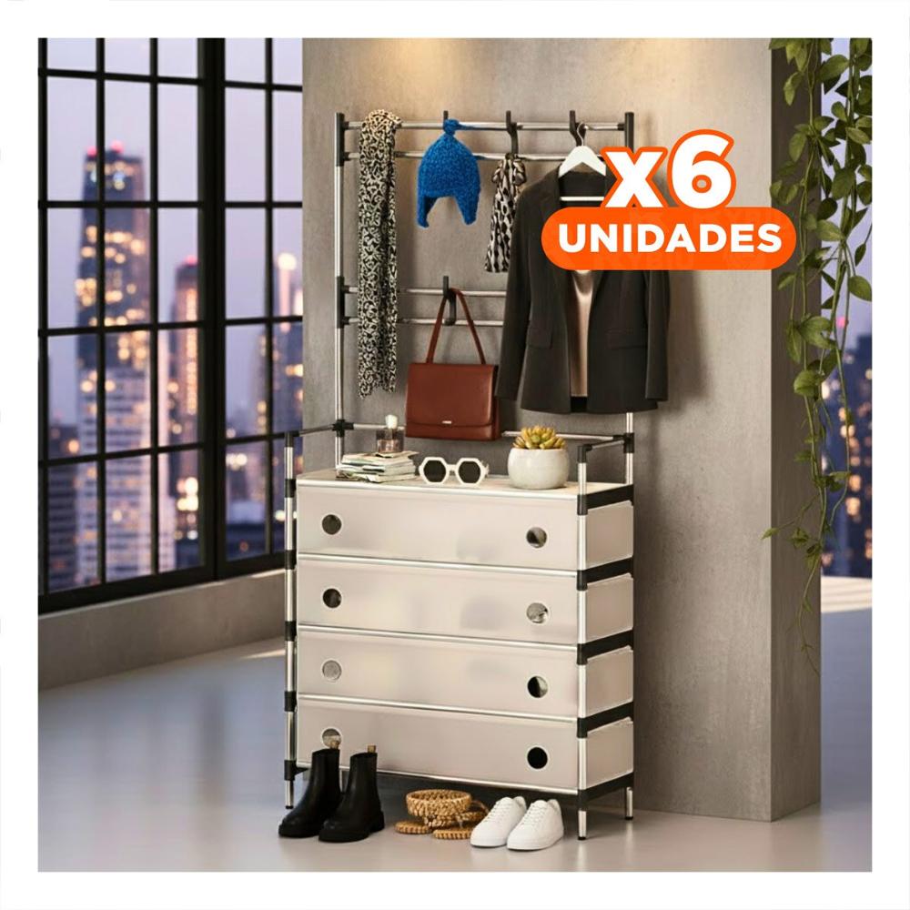 Pack6 Mueble Cerrado con Perchera para Dormitorio Entrada o Zona Interior Y Regalo Sticker