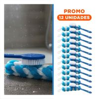 Pack12 Accesorios Corporales para Ducha con Esponja y Cepillo en Color Celeste Y Regalo Sticker