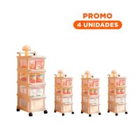 Pack4 Unidad de Almacenaje Cerrada con Cajones 4 Niveles Beige Claro Hogar YRegalo Sticker