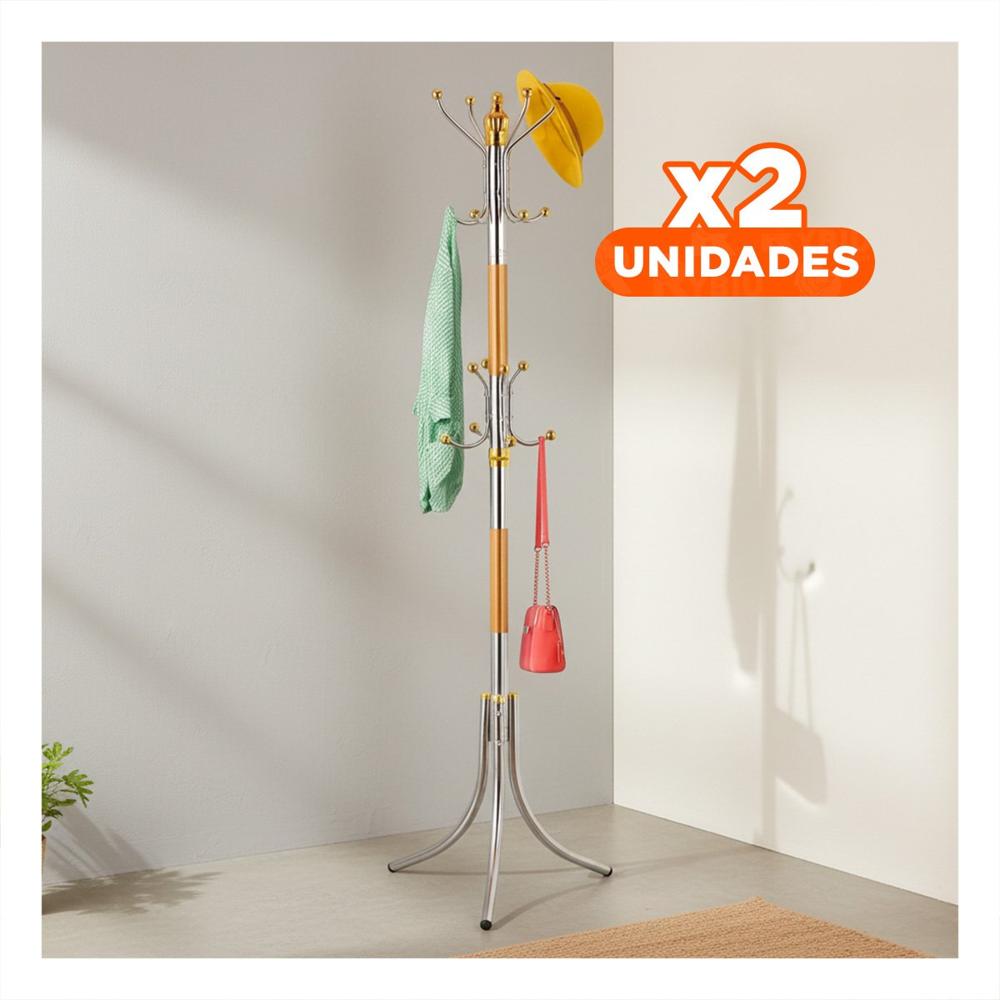 Pack2 Estacion de Colgado 172cm Dorado y Plateado Uso Diario Ligero y Practico Y Papel Regalo
