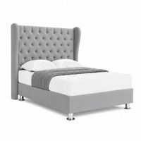 Cama Tapizada Elegance 2 Plazas Gris Oscuro