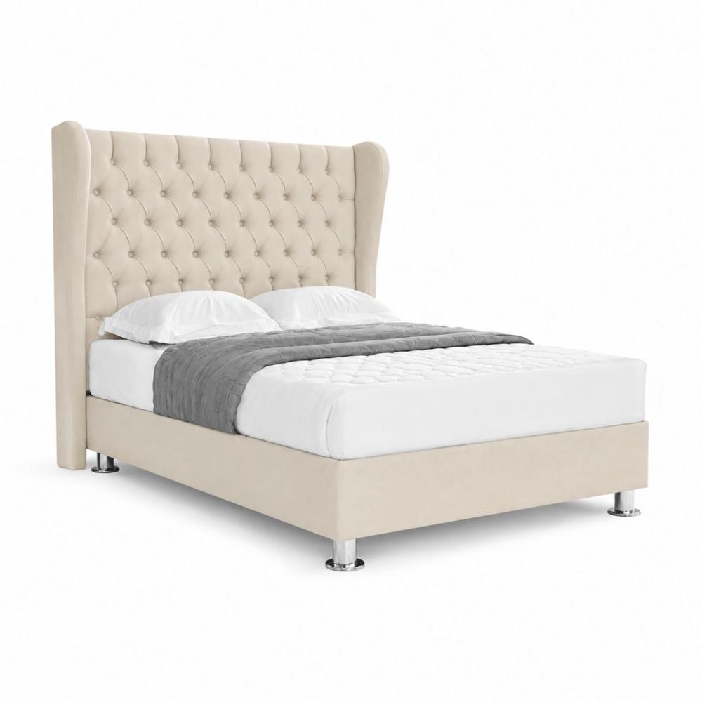 Cama Tapizada Elegance Color Beige Claro