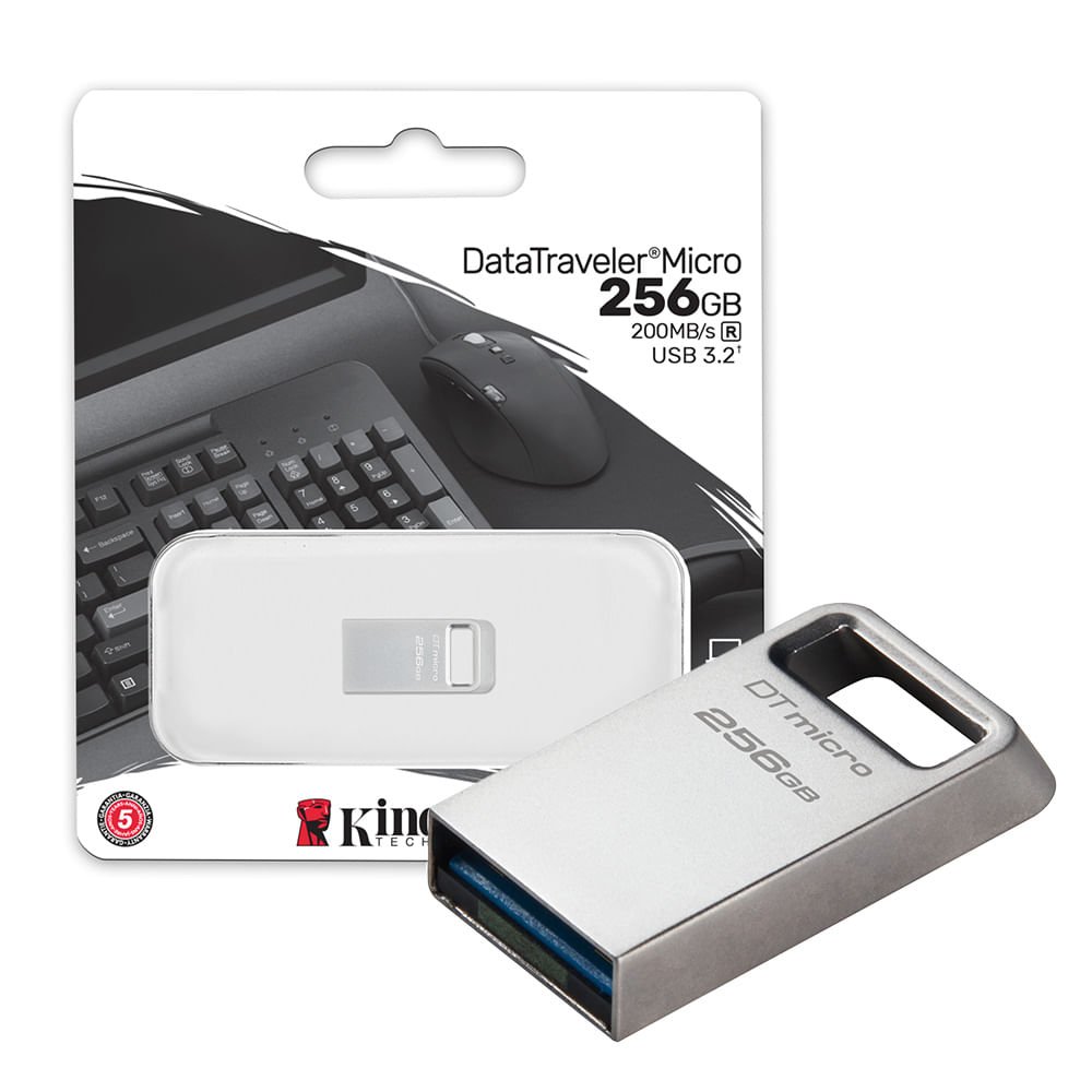 USB Plateado Kingston DataTraveler Micro 256GB USB 3.2 Gen 1 Metálica Ultraportátil