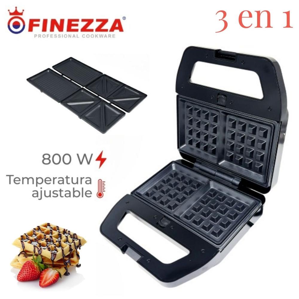 Wafflera 3 en 1 Finezza FZ-829W3-1 Sandwichera y Grill - Plata