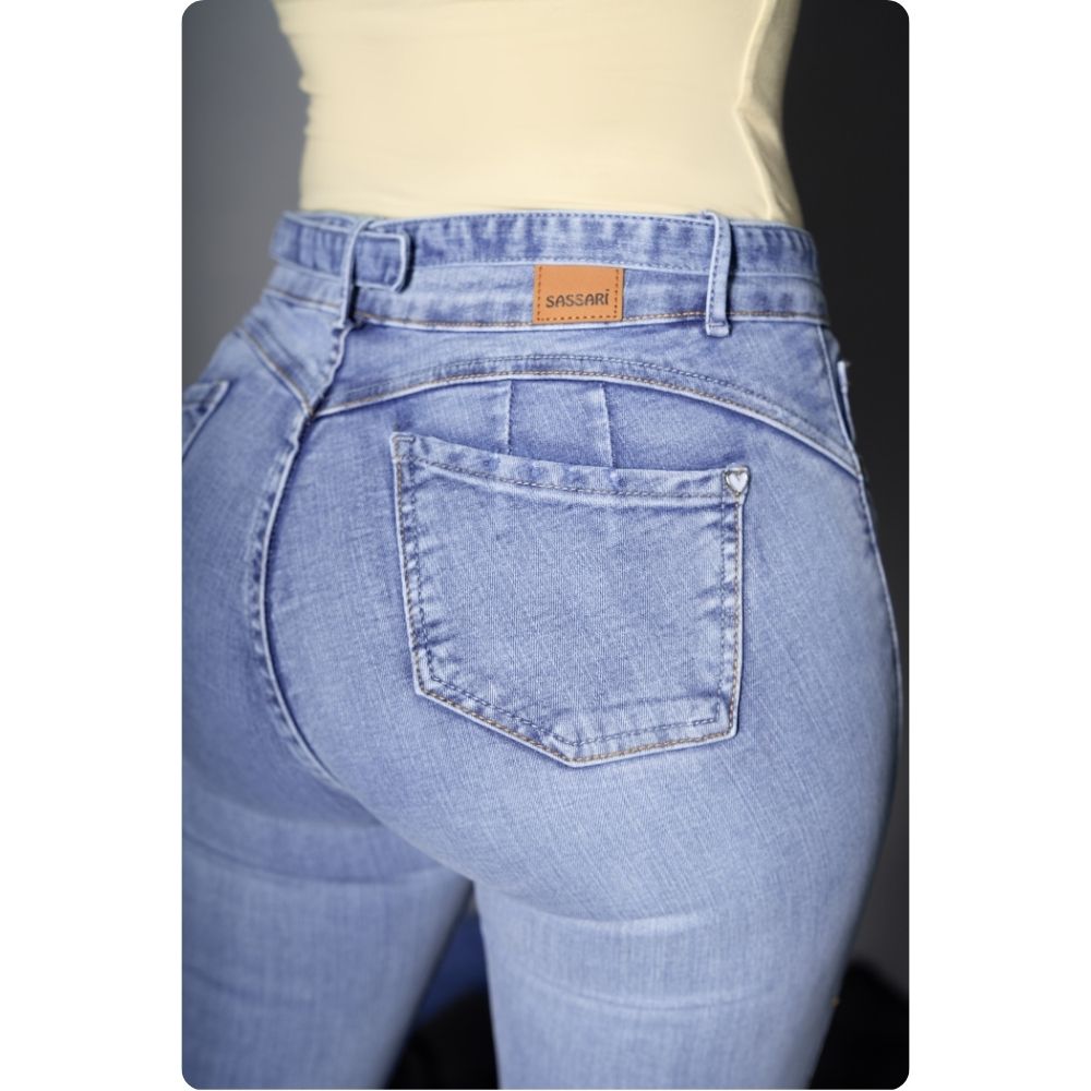 PANTALON MUJER SKINNY RAQUEL MARCA SASSARI 32 Celeste