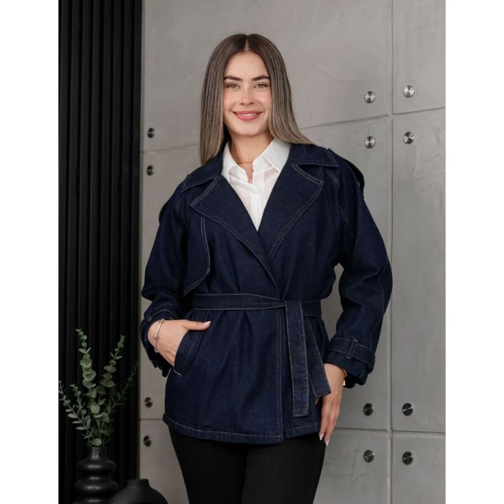 Nanamika Casaca Jean Trench Mujer Elhy Natural S
