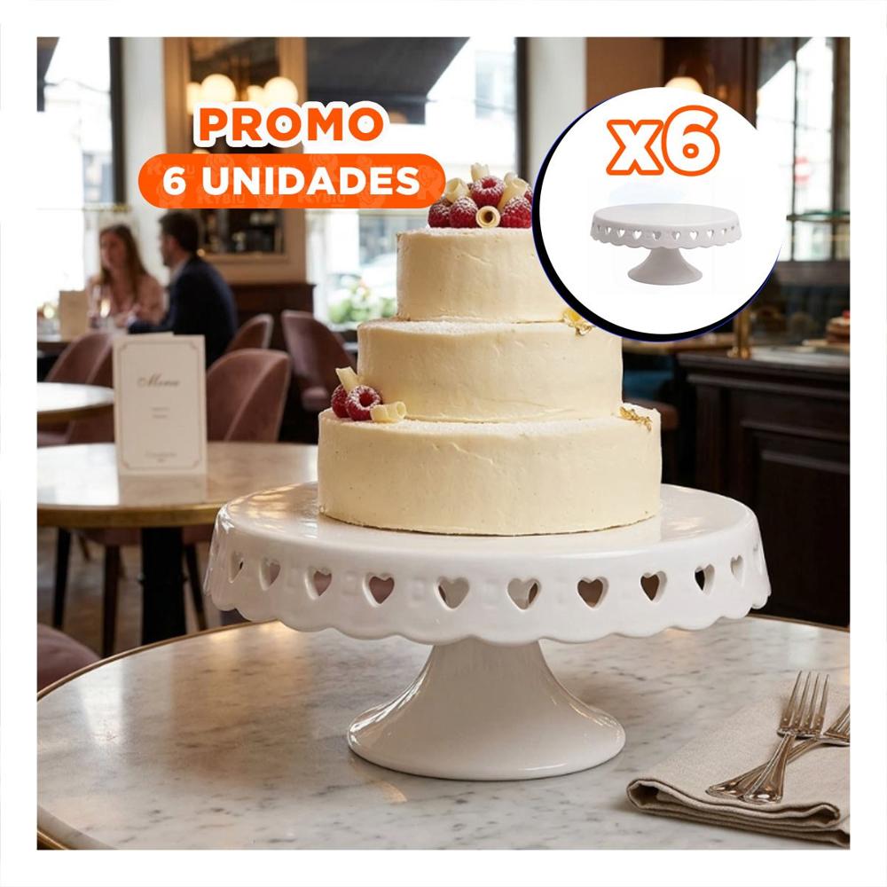 Pack6 Soporte Ceramica Corazones Blanco 25 cm para Presentacion de Dulces YPapel Regalo