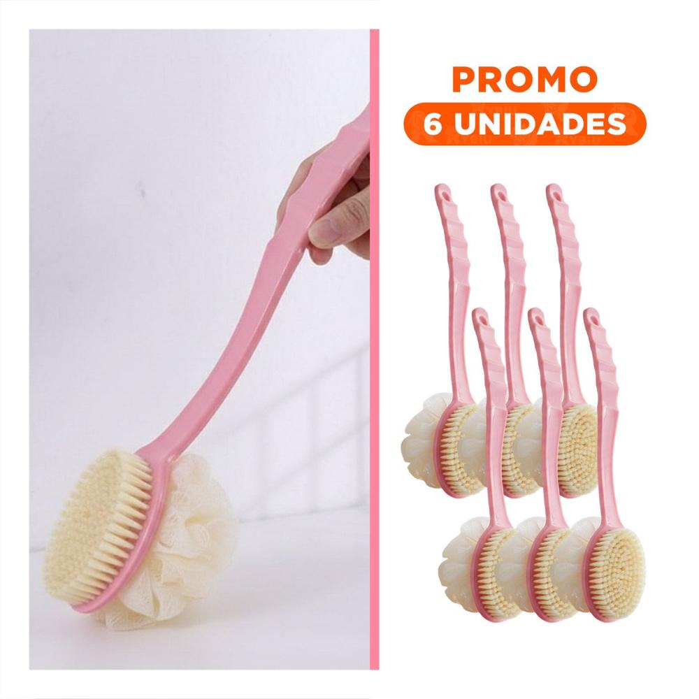 Pack6 Utensilio Corporal Rosado 36cm Doble Cabezales para Higiene Personal