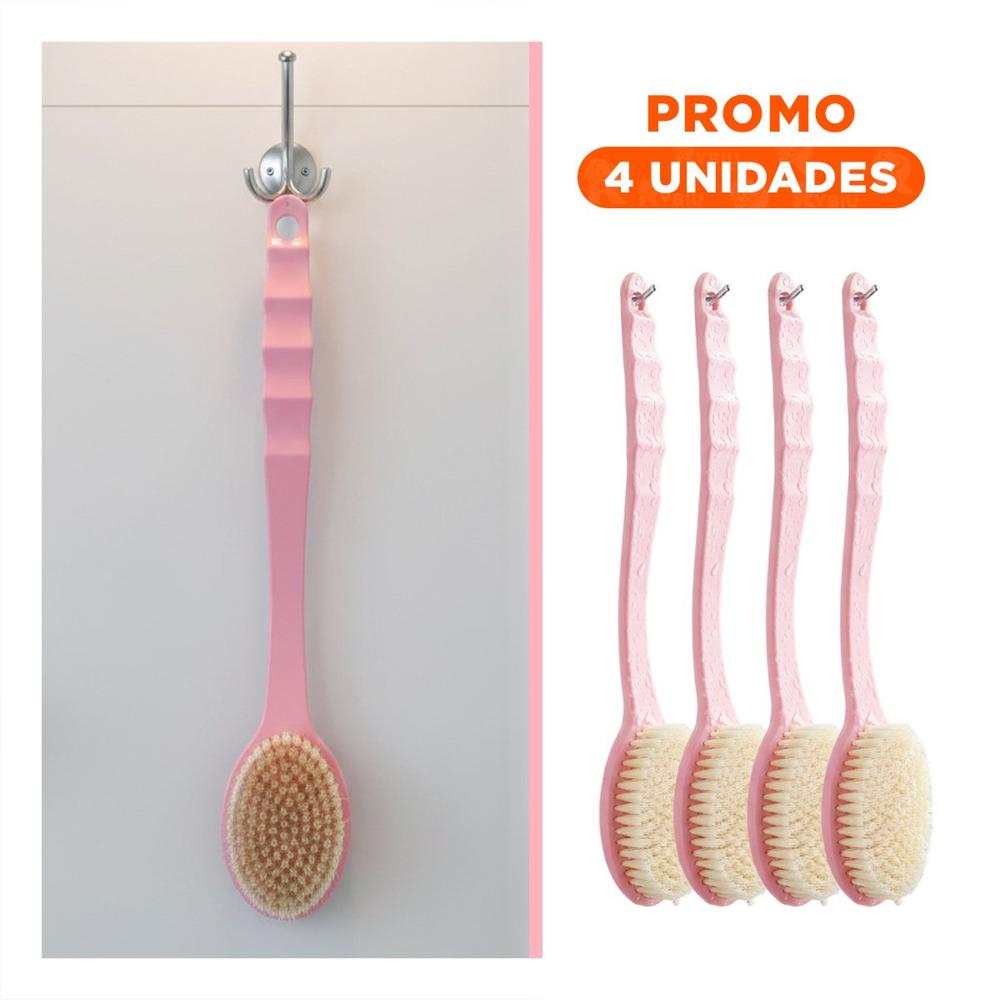 Pack4 Utensilio Corporal Rosado 36cm Un Cabezal para Higiene Personal Y Regalo Sticker