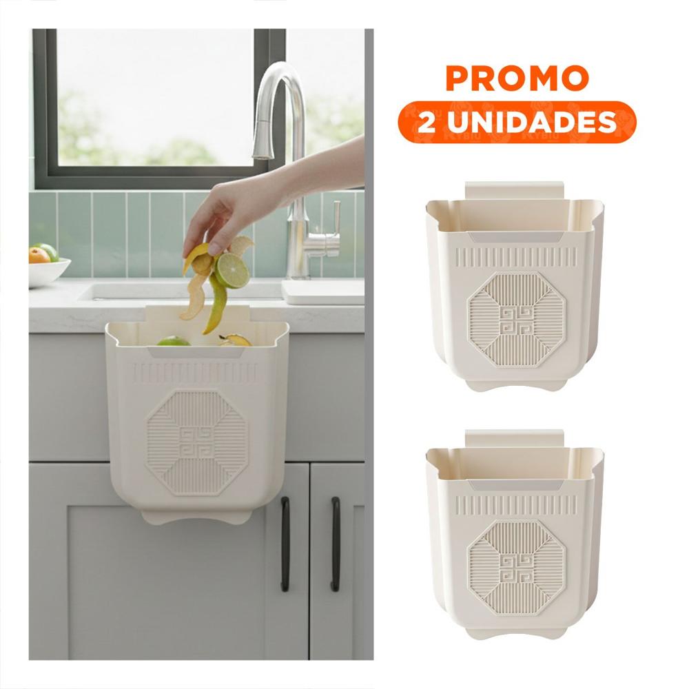 Pack2 Cesto Plegable Puerta 22x21x12cm Plomo y Crema para Lavadero