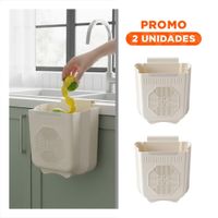 Pack2 Deposito Plegable para Puerta 26x25.5x15.5cm Crema y Plomo para Cocina