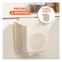Pack2 Deposito Plegable Puerta 22x21x12cm Plomo y Crema para Cocina Y Regalo Sticker