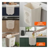 Tacho Plegable Puerta 26x25.5x15.5cm Plomo y Crema para Encimera