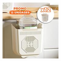 Pack12 Basurero Plegable para Puerta 22x21x12cm Crema y Plomo para Lavadero en Casa
