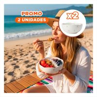 Pack2 Plato Hondo Circular Tulipanes Color Blanco 14.7x7cm para Ensaladas YRegalo Sticker