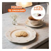 Pack12 Plato Decorativo Circular Tulipanes Blanco 20x1.5cm para Uso en Mesa