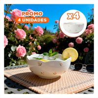 Pack4 Cuenco Hondo Circular Tulipanes Blanco 14.7x7cm para Uso en Mesa