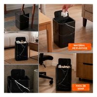 Basurero para Uso Domestico en Cocina y Hogar Color Negro Marmoleado